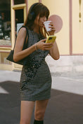 Load image into Gallery viewer, By Anthropologie Sleeveless Crew-Neck Embellished Mini Dress