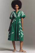 Load image into Gallery viewer, By Anthropologie Short-Sleeve Embroidered Appliqué Midi Dress