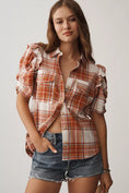 Load image into Gallery viewer, The Ozzi Plaid Ruffle-Sleeve Buttondown Shirt by Pilcro
