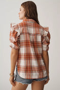 Load image into Gallery viewer, The Ozzi Plaid Ruffle-Sleeve Buttondown Shirt by Pilcro
