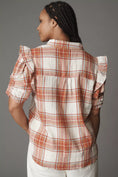 Load image into Gallery viewer, The Ozzi Plaid Ruffle-Sleeve Buttondown Shirt by Pilcro