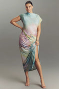 Load image into Gallery viewer, The Maya Ruched Cowl-Neck Mesh Dress