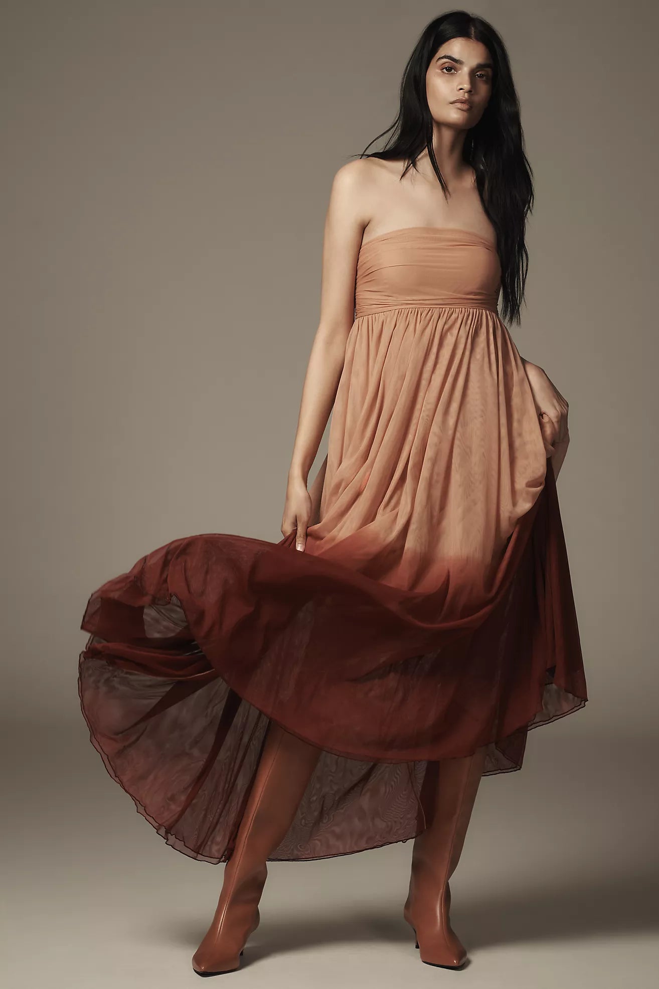 knee length dresses for ladies Metallic Strapless Gown main image 0