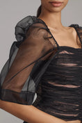 Load image into Gallery viewer, Maeve Puff-Sleeve Embellished Tulle Top