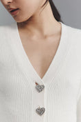 Load image into Gallery viewer, Maeve Puff-Sleeve Heart-Button Cardigan Sweater