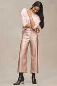 Load image into Gallery viewer, The Colette Cropped Wide-Leg Pants by Maeve: Metallic Faux-Leather Edition