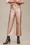 Load image into Gallery viewer, The Colette Cropped Wide-Leg Pants by Maeve: Metallic Faux-Leather Edition