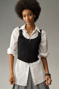 Load image into Gallery viewer, Pilcro Scoop-Neck Zip-Front Corset Sweater