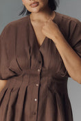 Load image into Gallery viewer, The Tobie Button-Front Pleated Shirt Dress by Exquise: Linen Mini Edition