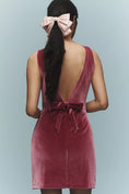 Load image into Gallery viewer, Hutch Velvet Shift Bow Mini Dress