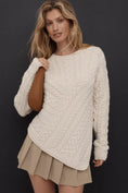 Load image into Gallery viewer, Maeve Crew-Neck Asymmetric Cable-Knit Sweater