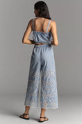 Load image into Gallery viewer, Maeve Eyelet-Stripe Wide-Leg Pants