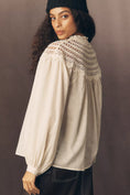 Load image into Gallery viewer, Pilcro Lace Yoke Peasant Blouse