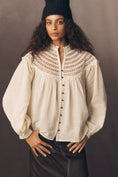 Load image into Gallery viewer, Pilcro Lace Yoke Peasant Blouse
