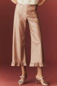 Load image into Gallery viewer, The Colette Crop Metallic Faux-Leather Ruffle-Hem Trousers by Maeve