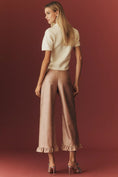 Load image into Gallery viewer, The Colette Crop Metallic Faux-Leather Ruffle-Hem Trousers by Maeve