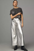 Load image into Gallery viewer, The Ettie High-Rise Crop Wide-Leg Trousers by Maeve: Metallic Faux-Leather Edition