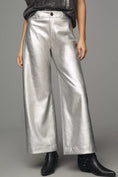 Load image into Gallery viewer, The Ettie High-Rise Crop Wide-Leg Trousers by Maeve: Metallic Faux-Leather Edition