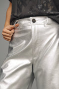 Load image into Gallery viewer, The Ettie High-Rise Crop Wide-Leg Trousers by Maeve: Metallic Faux-Leather Edition