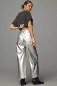 Load image into Gallery viewer, The Ettie High-Rise Crop Wide-Leg Trousers by Maeve: Metallic Faux-Leather Edition