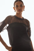 Load image into Gallery viewer, Maeve Short-Sleeve Sheer-Inset Knit Top