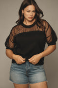 Load image into Gallery viewer, Maeve Short-Sleeve Sheer-Inset Knit Top