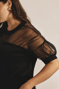 Load image into Gallery viewer, Maeve Short-Sleeve Sheer-Inset Knit Top