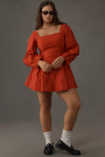 Load image into Gallery viewer, Maeve Long-Sleeve Square-Neck Pleated Mini Dress