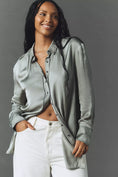 Load image into Gallery viewer, Pilcro Longline Silky Buttondown Shirt