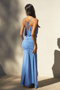Load image into Gallery viewer, By Anthropologie Cowl-Neck Ruched Tie-Back Maxi Dress