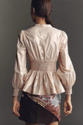 Load image into Gallery viewer, The Tommie Long-Sleeve Shine Smocked Front-Zip Blouse