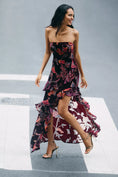 Load image into Gallery viewer, Endless Rose Strapless Ruffled Velvet High-Low Dress