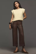 Load image into Gallery viewer, The Colette Faux-Leather Top-Stitch Crop Wide-Leg Pants by Maeve