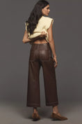 Load image into Gallery viewer, The Colette Faux-Leather Top-Stitch Crop Wide-Leg Pants by Maeve