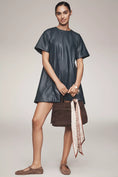 Load image into Gallery viewer, The Emmy Faux Leather Short-Sleeve Mini Dress by Maeve
