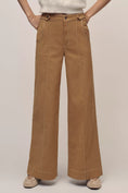 Load image into Gallery viewer, Maeve Linen Cotton Contrast Stitch High-Rise Wide-Leg Pants