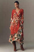 Load image into Gallery viewer, Farm Rio Long-Sleeve Floral Wrap Midi Dress