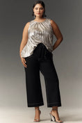 Load image into Gallery viewer, The Colette Ponte Contrast-Stitch Crop Wide-Leg Pants by Maeve