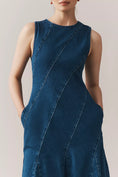 Load image into Gallery viewer, ALIGNE Raven Sleeveless Diagonal Seamed Denim Midi Dress