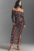 Load image into Gallery viewer, Maeve Fitted Ruched Mesh Maxi Skirt