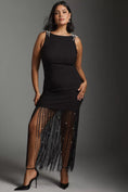 Load image into Gallery viewer, En Saison Leah Fringe-Hem Pearled Mini Dress