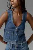 Load image into Gallery viewer, Pilcro Coastal Cutoff V-Neck Denim Top