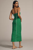 Load image into Gallery viewer, Maeve Strapless Linen Blend Twist Button-Front Maxi Dress