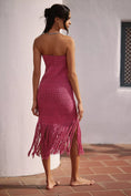 Load image into Gallery viewer, Celandine Strapless Crochet Fringe-Trim Knit Dress