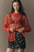 Load image into Gallery viewer, Maeve Sheer Organza Long-Sleeve Buttondown Shirt