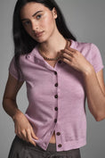 Load image into Gallery viewer, Pilcro Merino Wool Mock-Neck Short-Sleeve Cardigan Sweater
