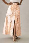 Load image into Gallery viewer, Let Me Be Metallic Cargo Maxi Skirt