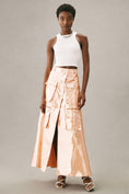 Load image into Gallery viewer, Let Me Be Metallic Cargo Maxi Skirt