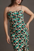 Load image into Gallery viewer, By Anthropologie Sleeveless Draped-Back Asymmetrical Slip Midi Dress