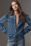 Load image into Gallery viewer, Pilcro Ruffled Chambray Buttondown